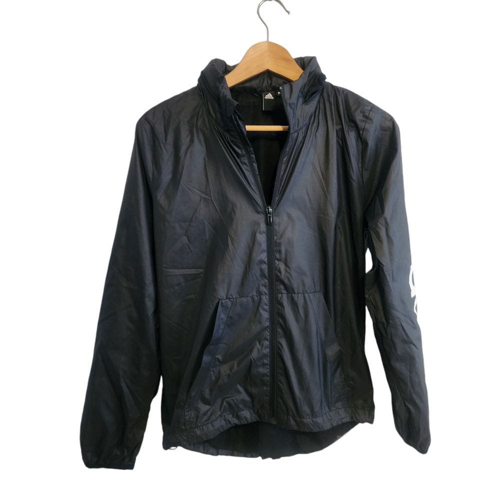 (YXL) Youth 18/Women 2 Unisex Adidas Black Windbreaker